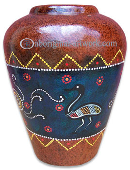 Terracotta Vase With Aboriginal Dot Painted