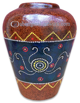 Terracotta Vase With Aboriginal Dot Painted