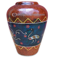 Terracotta Vase With Aboriginal Dot Painted
