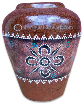Terracotta Vase With Aboriginal Dot Painted
