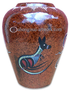 Terracotta Vase With Aboriginal Dot Painted