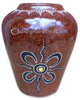 Terracotta Vase With Aboriginal Dot Painted