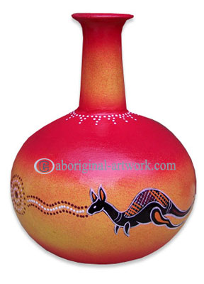 Terracotta Vase With Aboriginal Dot Painted