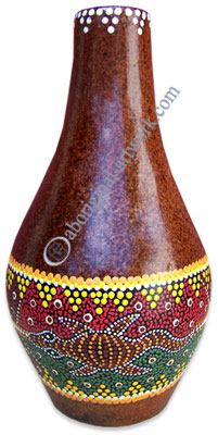 Terracotta Vase With Aboriginal Dot Painted