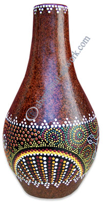Terracotta Vase With Aboriginal Dot Painted