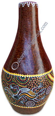 Terracotta Vase With Aboriginal Dot Painted
