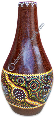 Terracotta Vase With Aboriginal Dot Painted