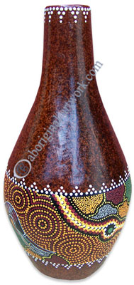 Terracotta Vase With Aboriginal Dot Painted