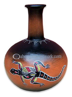 Terracotta Vase With Aboriginal Dot Painted