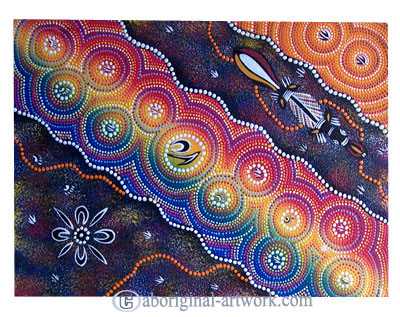 Aboriginal Dot Art Painting On Canvas