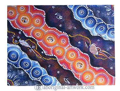 Aboriginal Dot Art Painting On Canvas