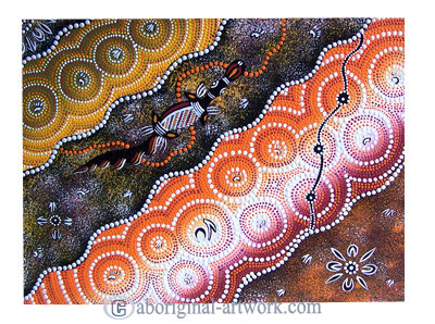 Aboriginal Dot Art Painting On Canvas