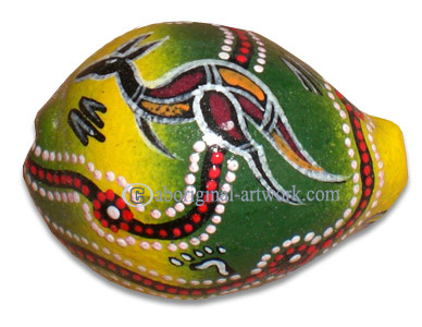 Aboriginal Dot Art Painted Cowrie Shell