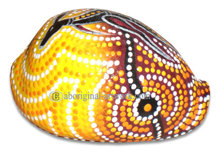Aboriginal Dot Art Painted Cowrie Shell