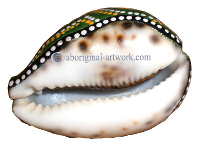 Aboriginal Dot Art Painted Cowrie Shell