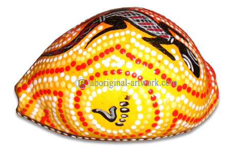 Aboriginal Dot Art Painted Cowrie Shell