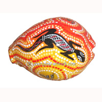 Aboriginal Dot Art Painted Cowrie Shell