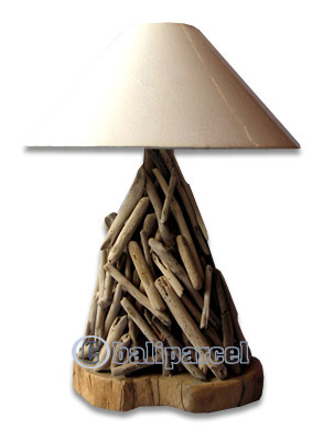 Driftwood With Teakwood Base Lampshade