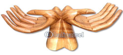 Wooden Hand Name Card Holder, Handcrafted From Suar Wood