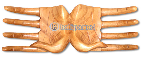 Wooden Hand Name Card Holder, Handcrafted From Suar Wood