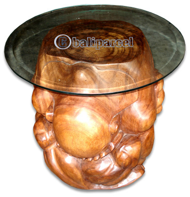 Wooden Yogi Table, Handcrafted From Suar Wood, Included Glass 8ml