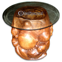 Wooden Yogi Table, Handcrafted From Suar Wood, Included Glass 8ml
