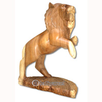 Wooden Lion, Hand Carved From Suar Wood