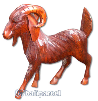 Wooden Sheep, Hand Carved From Suar Wood