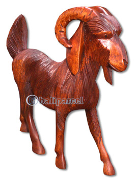 Wooden Sheep, Hand Carved From Suar Wood