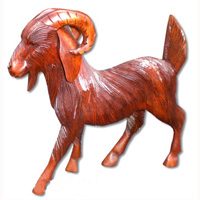 Wooden Sheep, Hand Carved From Suar Wood