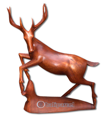 Wooden Deer, Hand Carved From Suar Wood