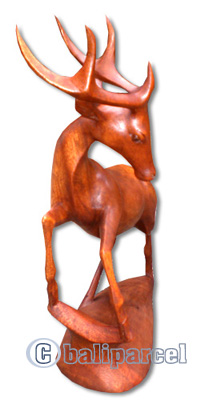 Wooden Deer, Hand Carved From Suar Wood