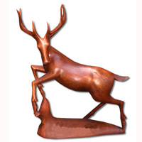 Wooden Deer, Hand Carved From Suar Wood