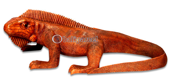 Wooden Walking Lizart, Hand Carved From Suar Wood