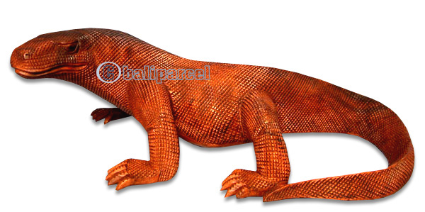 Wooden Komodo Dragon, Hand Carved From Suar Wood