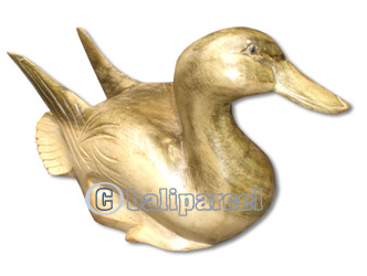 Wooden Duck, Hand Carved From Waru Wood With Natural Polish