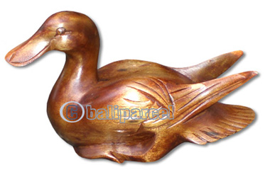 Wooden Duck, Hand Carved From Waru Wood With Brown Polish