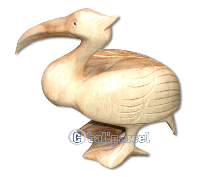 Wooden Pelican, Hand Carved From Hibiscus Wood With Natural Polish