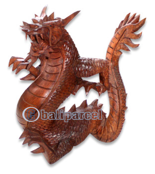 Wooden Dragon, Hand Carved From Suar Wood