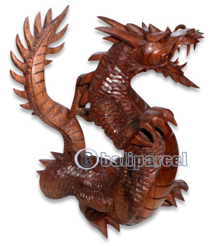 Wooden Dragon, Hand Carved From Suar Wood