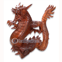 Wooden Dragon, Hand Carved From Suar Wood