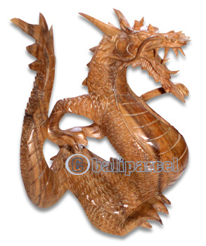 Wooden Dragon, Hand Carved From Suar Wood