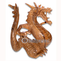 Wooden Dragon, Hand Carved From Suar Wood