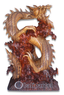 Wooden Dragon, Hand Carved From Suar Wood