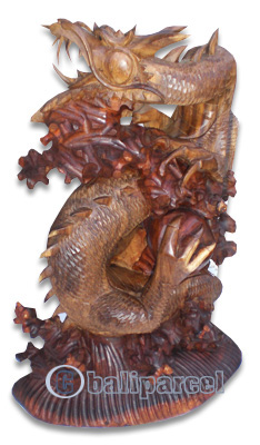 Wooden Dragon, Hand Carved From Suar Wood