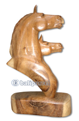 Wooden Horse Head, Hand Carved From Suar Wood, Natural Polish