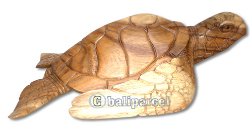 Wooden Walking Turtle, Hand Carved From Suar Wood