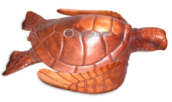 Wooden Walking Turtle, Hand Carved From Suar Wood