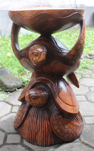 Wooden Turtles Carving, Hand Carved From Suar Wood