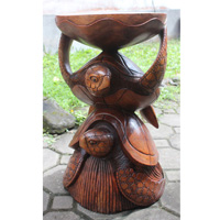 Wooden Turtles Carving, Hand Carved From Suar Wood